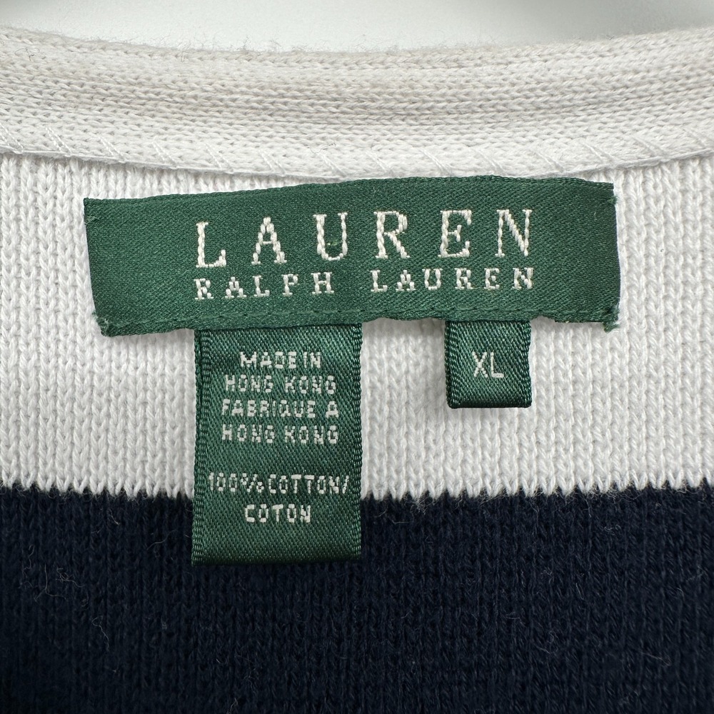 Lauren Ralph Lauren Cardigan Sweater Size XL 3/4 Sleeve Nautical Old Money Sail - Picture 8 of 10